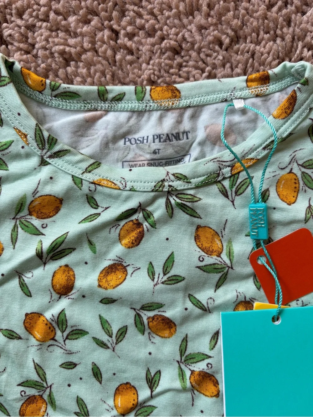 Posh Peanut Pajama Set with Yellow Lemon Print: 4T
